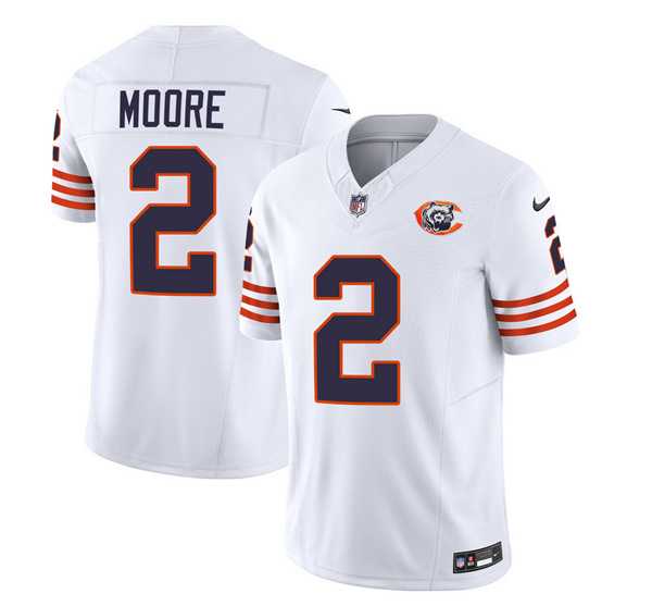 Men & Women & Youth Chicago Bears #2 DJ Moore White 2023 F.U.S.E. Throwback Limited Jersey